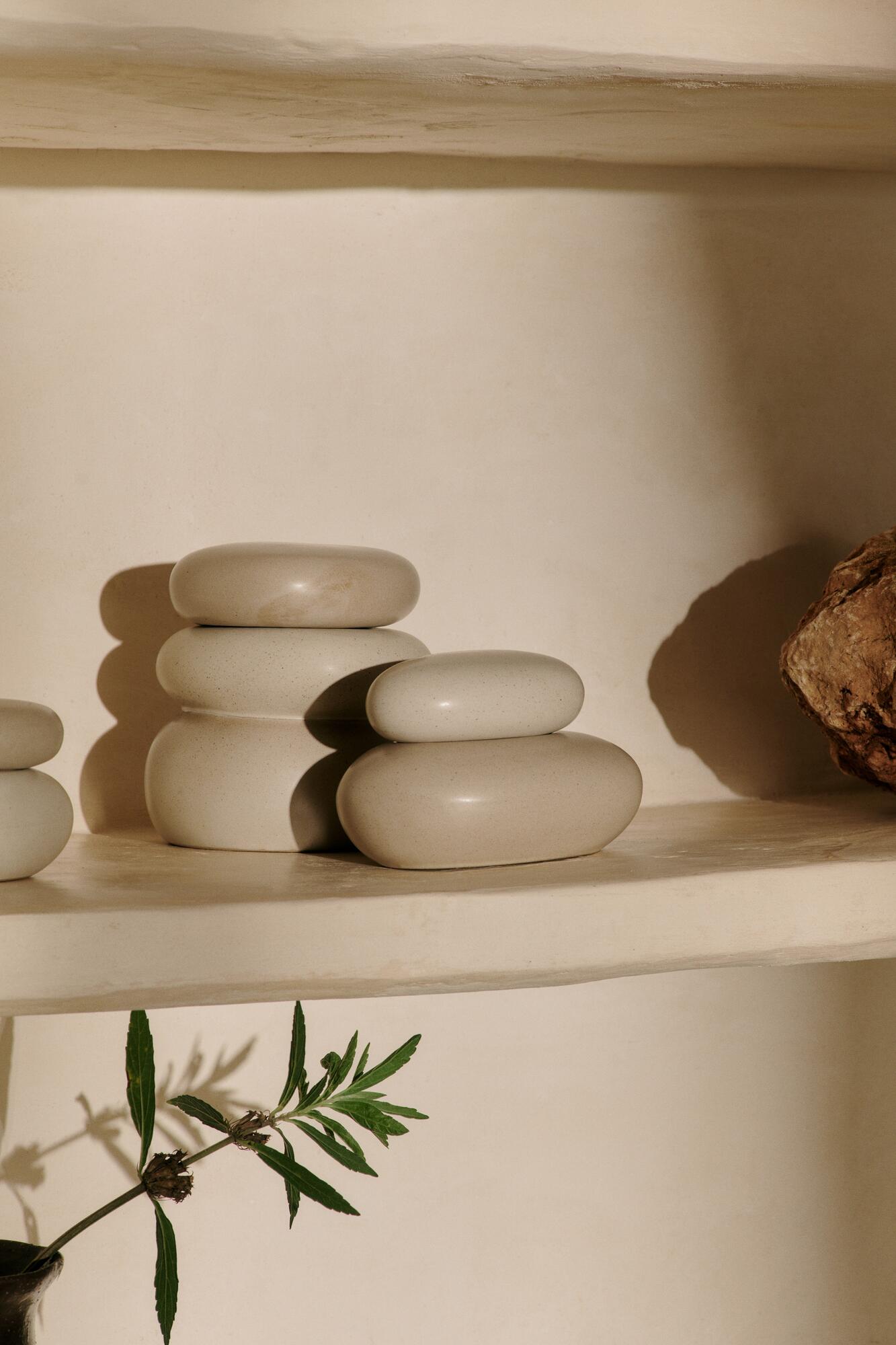 Pebble æske, Medium - Sand/Cream